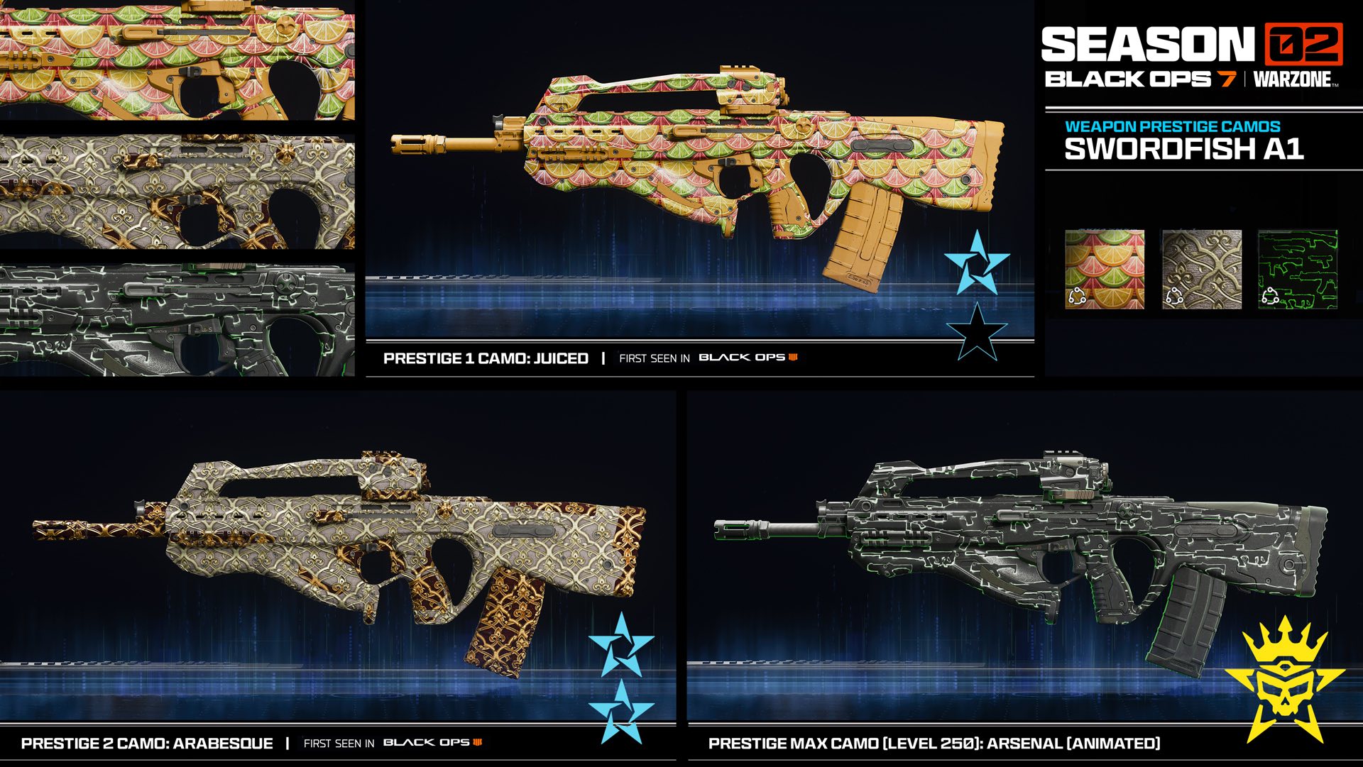 Swordfish A1 al desnudo: todos los camuflajes y cómo conseguirlos en BO7 y Warzone