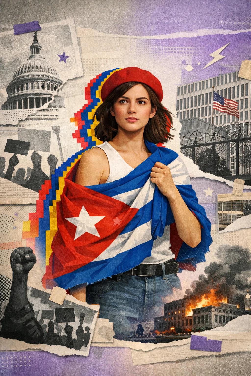 马德里示威反对美国对古巴封锁